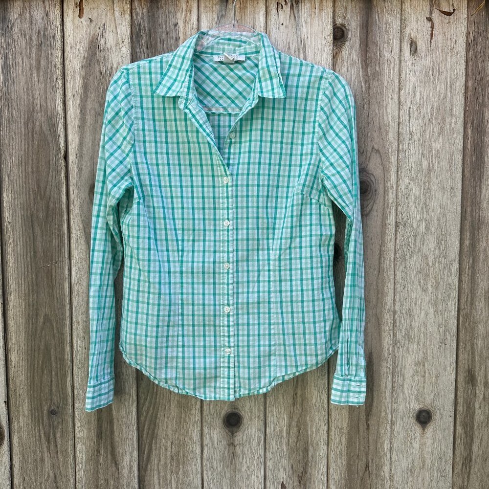 Forever 21 Gingham Check Long Sleeve Button Down Shirt Medium